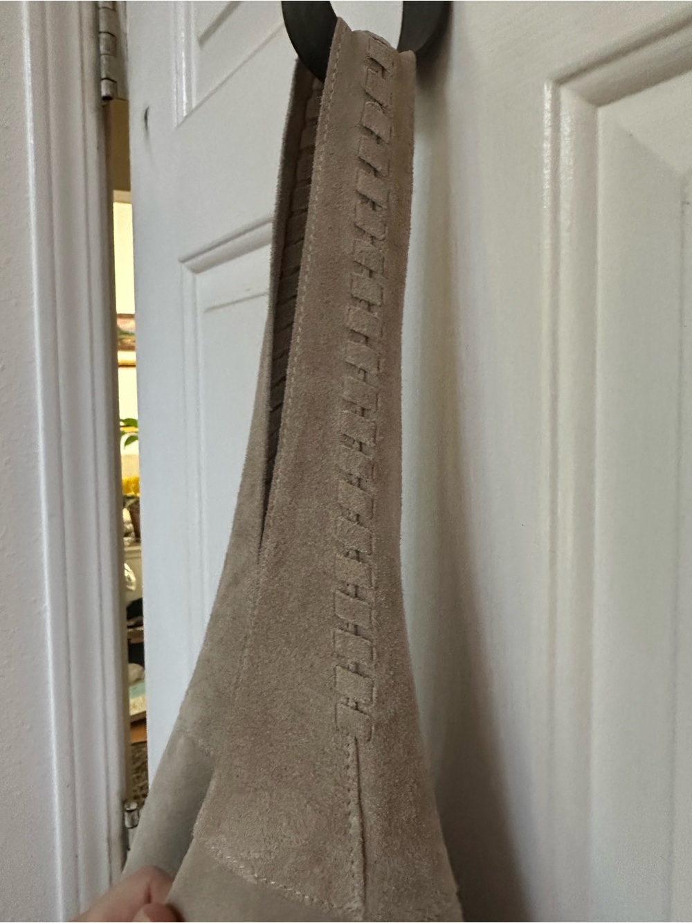 Haute Hippie Grey/Beige Suede Shoulder Hobo Bag - Picture 7 of 12